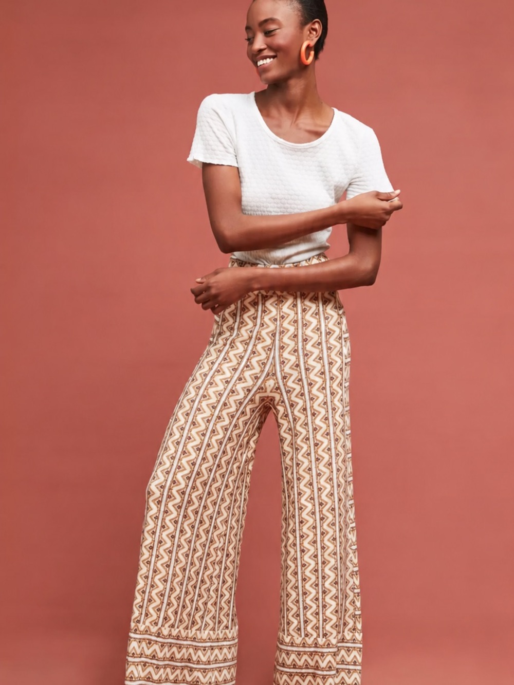 FARM Rio for Anthropologie Wide Leg Palazzo Pants Geometric Print Size M